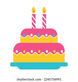 birthday cake icon flat isolated on white back ground.best choice for your great project