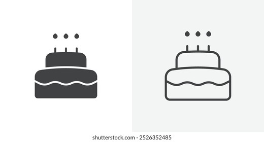 Birthday cake icon flat and simple set design