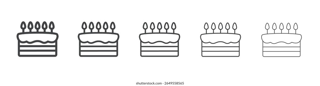Icono de pastel de cumpleaños logotipo de contorno simple plano