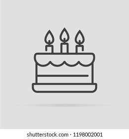 Birthday cake icon in flat style isolated on grey background. For your design, logo. Vector illustration.