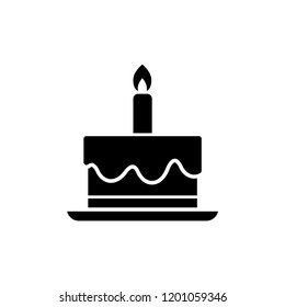 Birthday cake icon in flat style isolated on white background. For your design, logo. Vector illustration.