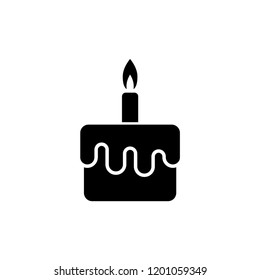 Birthday cake icon in flat style isolated on white background. For your design, logo. Vector illustration.