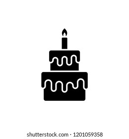 Birthday cake icon in flat style isolated on white background. For your design, logo. Vector illustration.