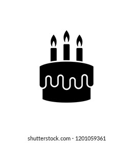 Birthday cake icon in flat style isolated on white background. For your design, logo. Vector illustration.