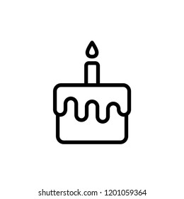 Birthday cake icon in flat style isolated on white background. For your design, logo. Vector illustration.