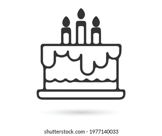 Birthday cake icon in flat style isolated on white background. For your design, logo. Vector illustration.
