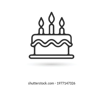 Birthday cake icon in flat style isolated on white background. For your design, logo. Vector illustration. EPS 10
