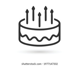 Birthday cake icon in flat style isolated on white background. For your design, logo. Vector illustration. EPS 10