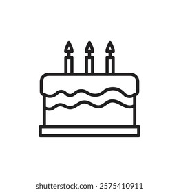 Birthday cake icon Flat vector set outline