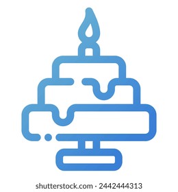 birthday cake icon in gradient line style