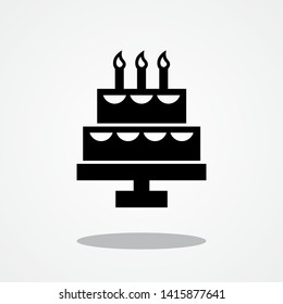 Birthday Cake Icon with Gray Shadow 