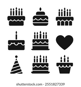 Birthday cake icon and illustration