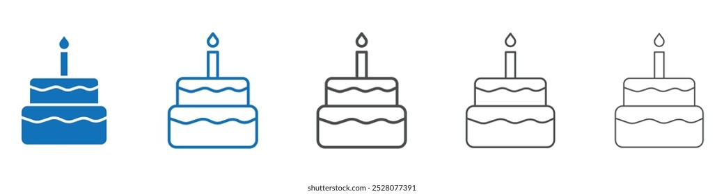 Ícone de bolo de aniversário Vetor plano isolado em contorno