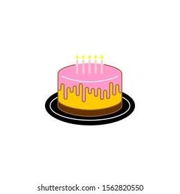 Birthday cake icon isolated on white background. Vector illustration. EPS10