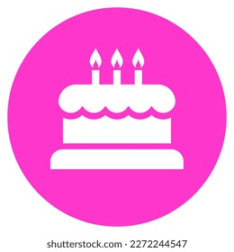 Birthday cake icon isolated on white background, celebration ceremony vector flat illustration.