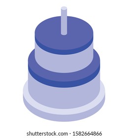 Birthday cake icon. Isometric of birthday cake vector icon for web design isolated on white background