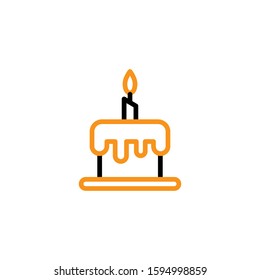 Birthday cake icon. Line and two colour design template