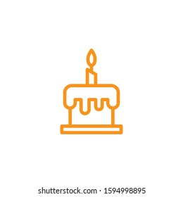 Birthday cake icon. Line and two colour design template