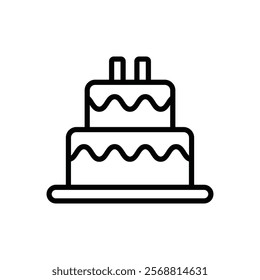 birthday cake icon line vector design illustration in trendy style