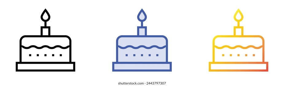 birthday cake icon. Linear, Blue Fill and Gradient Style Design Isolated On White Background