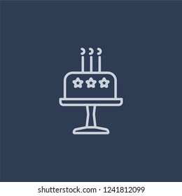 Birthday cake icon. Birthday cake linear design concept from Birthday and Party collection. Simple element vector illustration on dark blue background.