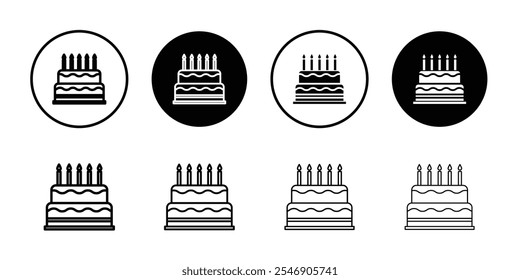 Logotipo lineal del icono de la torta de cumpleaños aislado