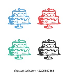 Birthday cake icon, cake Icon, birthday cake logo, vector icons in multiple colors 