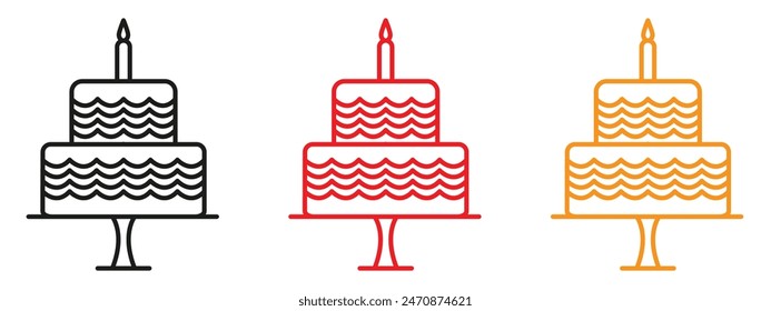 Birthday cake icon mark in filled style