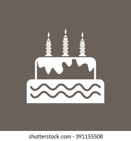 Birthday Cake Icon on Dark Gray Color. Eps-10.