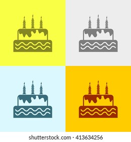 Birthday cake Icon on Four Different Backgrounds. Eps-10.