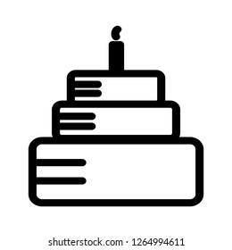 birthday cake icon with outline style