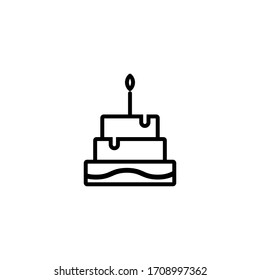 birthday cake icon outline style for your web design, logo, UI. illustration.