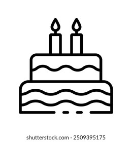 birthday cake icon. Outline style design isolated on white background