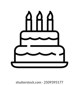 birthday cake icon. Outline style design isolated on white background