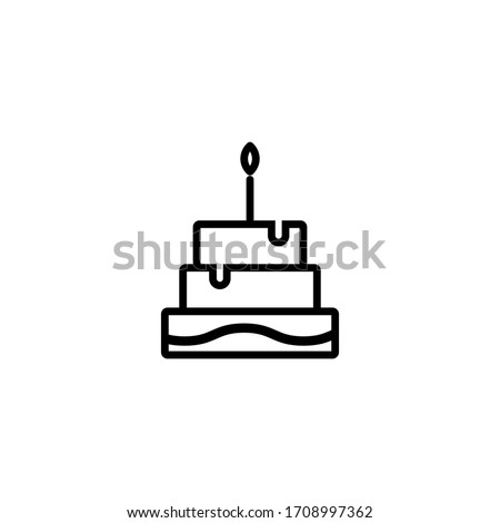 birthday cake icon outline style for your web design, logo, UI. illustration.