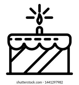 Birthday cake icon. Outline birthday cake vector icon for web design isolated on white background