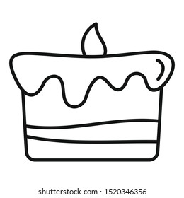 Birthday cake icon. Outline birthday cake vector icon for web design isolated on white background