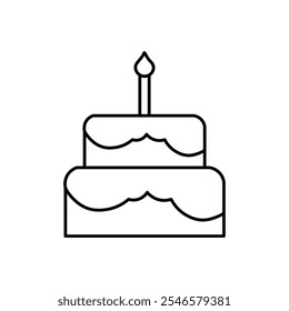 Birthday cake icon Outline vector for web ui