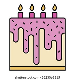 Icono de pastel de cumpleaños. Esquema de la torta de cumpleaños Vector icono de color plano aislado