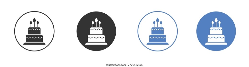 Conjunto de pictograma de icono de pastel de cumpleaños. Diseños de iconos de Vector