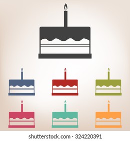Birthday cake icon set.