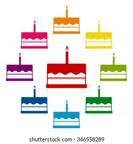 Birthday cake icon set
