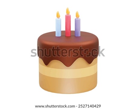  Birthday cake icon set with candles illustration 3d rendering