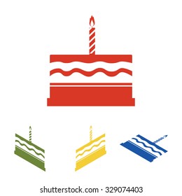 Birthday cake icon  set. Isometric effect