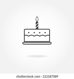 Birthday cake icon or sign. Vector illustration.