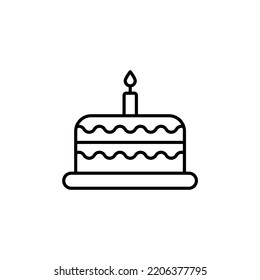 Icono de pastel de cumpleaños. Ilustración de elemento simple. Diseño de símbolo de esquema de concepto de pastel de cumpleaños.