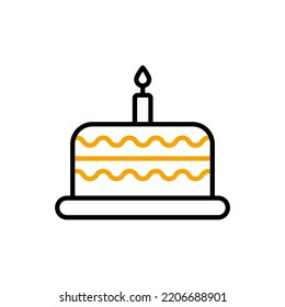 Icono de pastel de cumpleaños. Ilustración de elemento simple. Diseño de símbolo de esquema de concepto de pastel de cumpleaños.