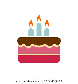 Birthday cake icon simple flat style illustration image.