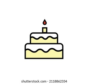 Birthday cake icon .simple cake icon. Flat design style