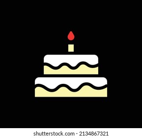 Birthday cake icon .simple cake icon. Flat design style